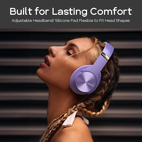 Miniatura 4 de DOQAUS Auriculares Bluetooth sobre la oreja, tiempo de reproducción de 90 horas, 3 modos de ecualización, audio de alta fidelidad, micrófono ENC,