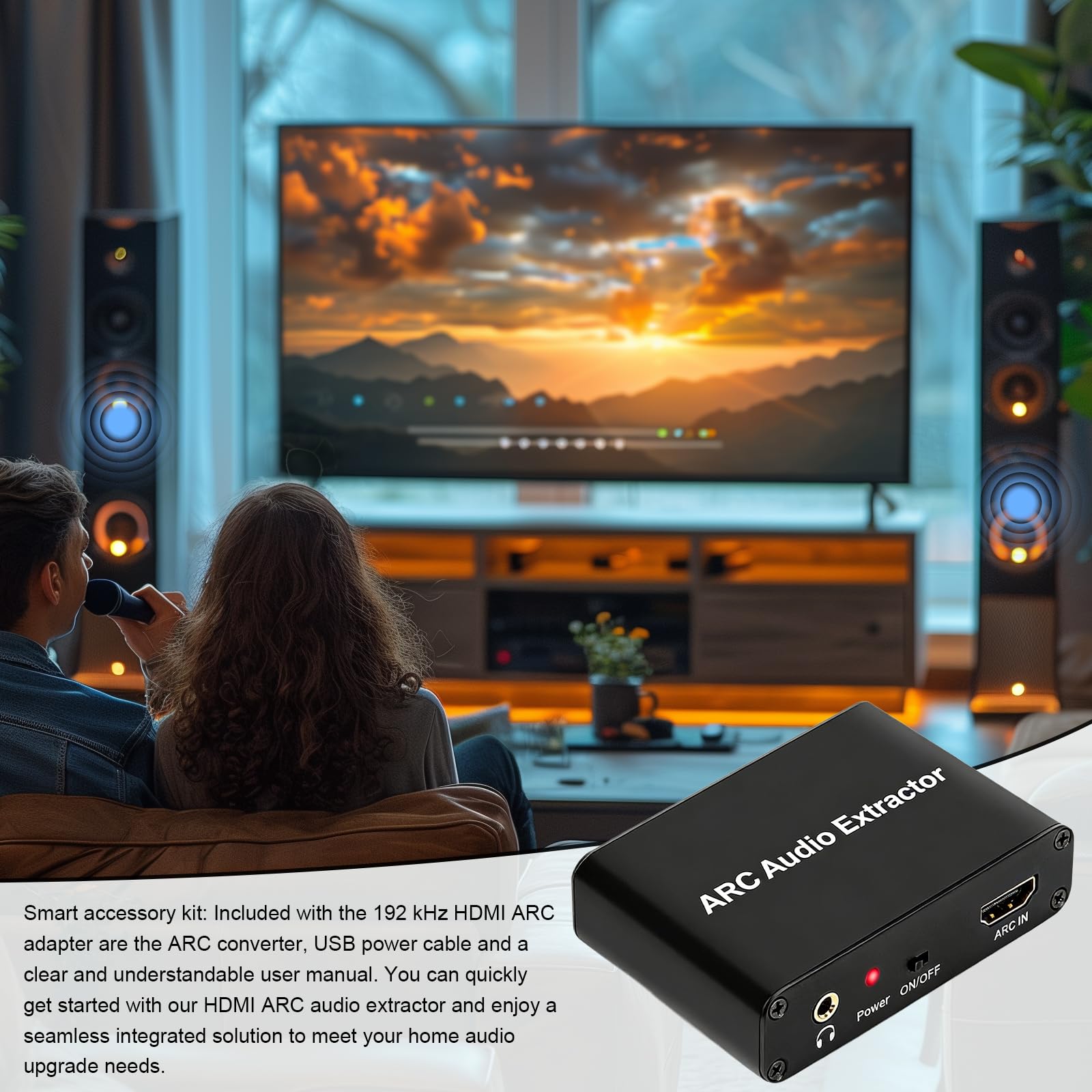 Adattatore HDMI ARC 192 kHz estrattore audio lega alluminio chip HDMIARC importato convertitore DAC per soundbar