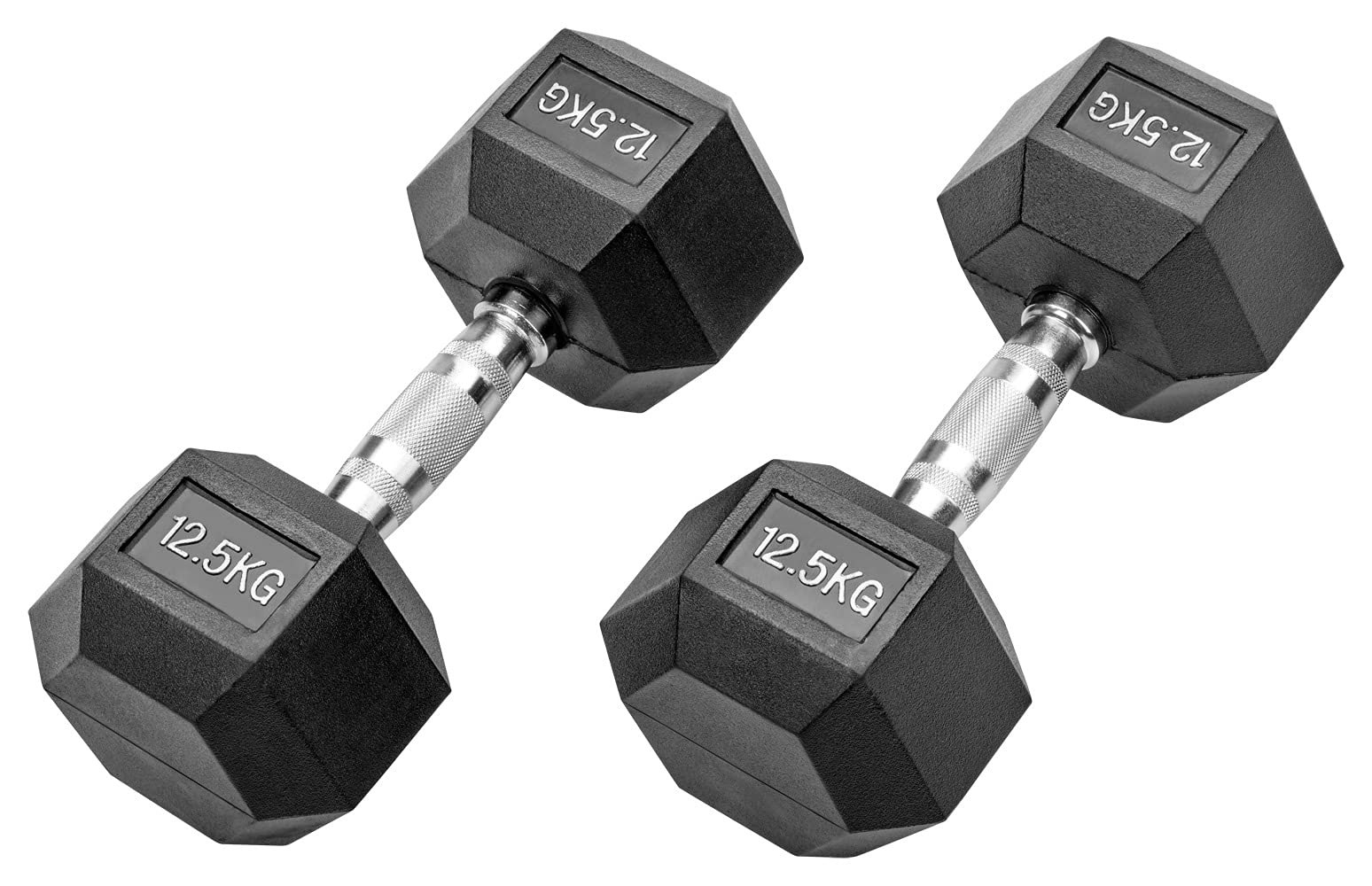Bad Company Gummierte Hexagon Studio Hanteln schwarz I Kurzhanteln gummiert für Aerobic, Gymnastik und Fitness