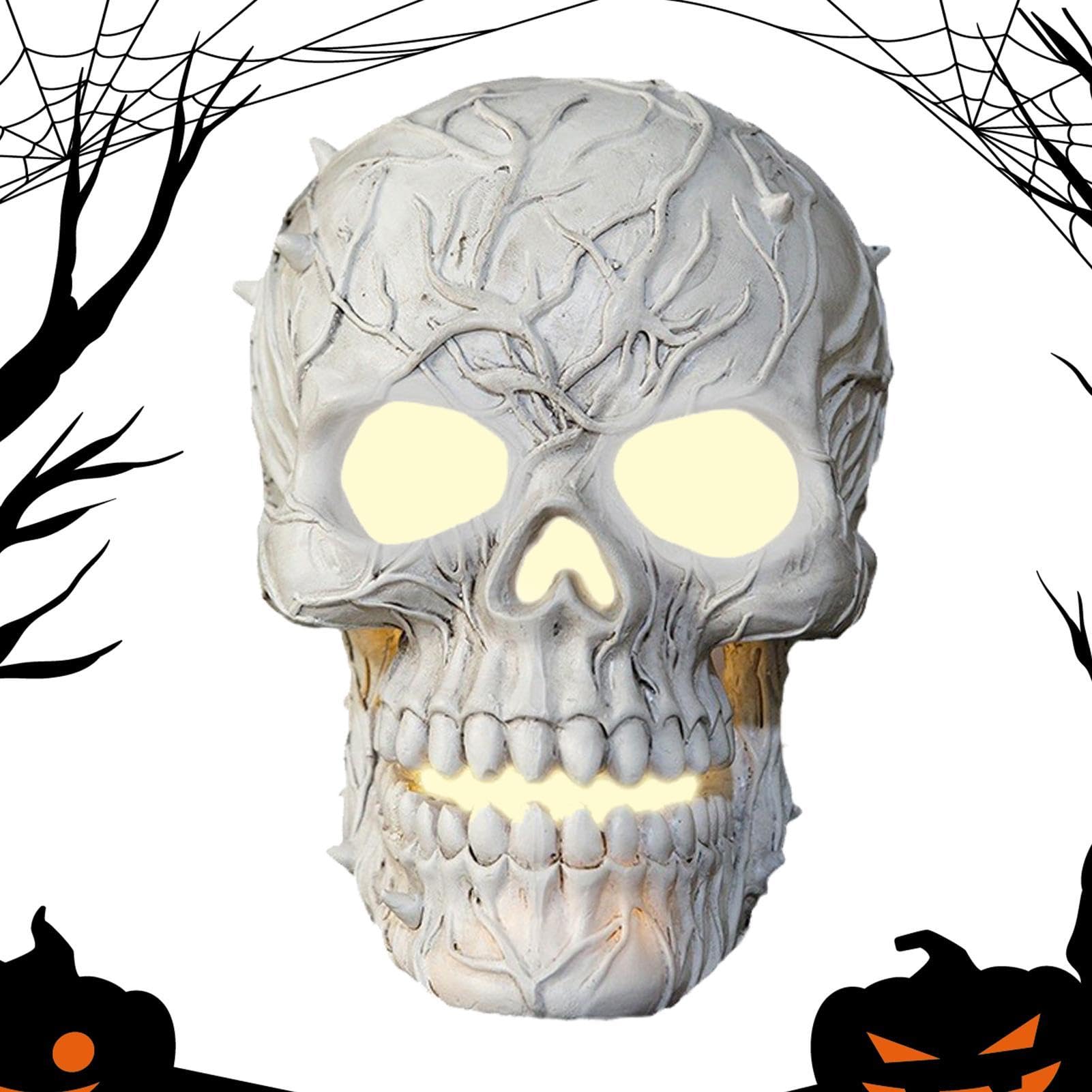 Lampki Halloween Z Czaszką Solarna Lampa Ogrodowa Czaszka Z Żywicy | Lampki Szkieletowe Na Ścieżkę Na Zewnątrz Podwórko Trawnik Patio Ścieżka Ogrodzenie Impreza
