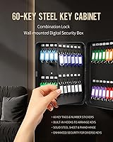 Vista 8 de Uniclife Gabinete de llaves de 60 posiciones con cerradura de combinación reiniciable, caja de almacenamiento de seguridad digital negra