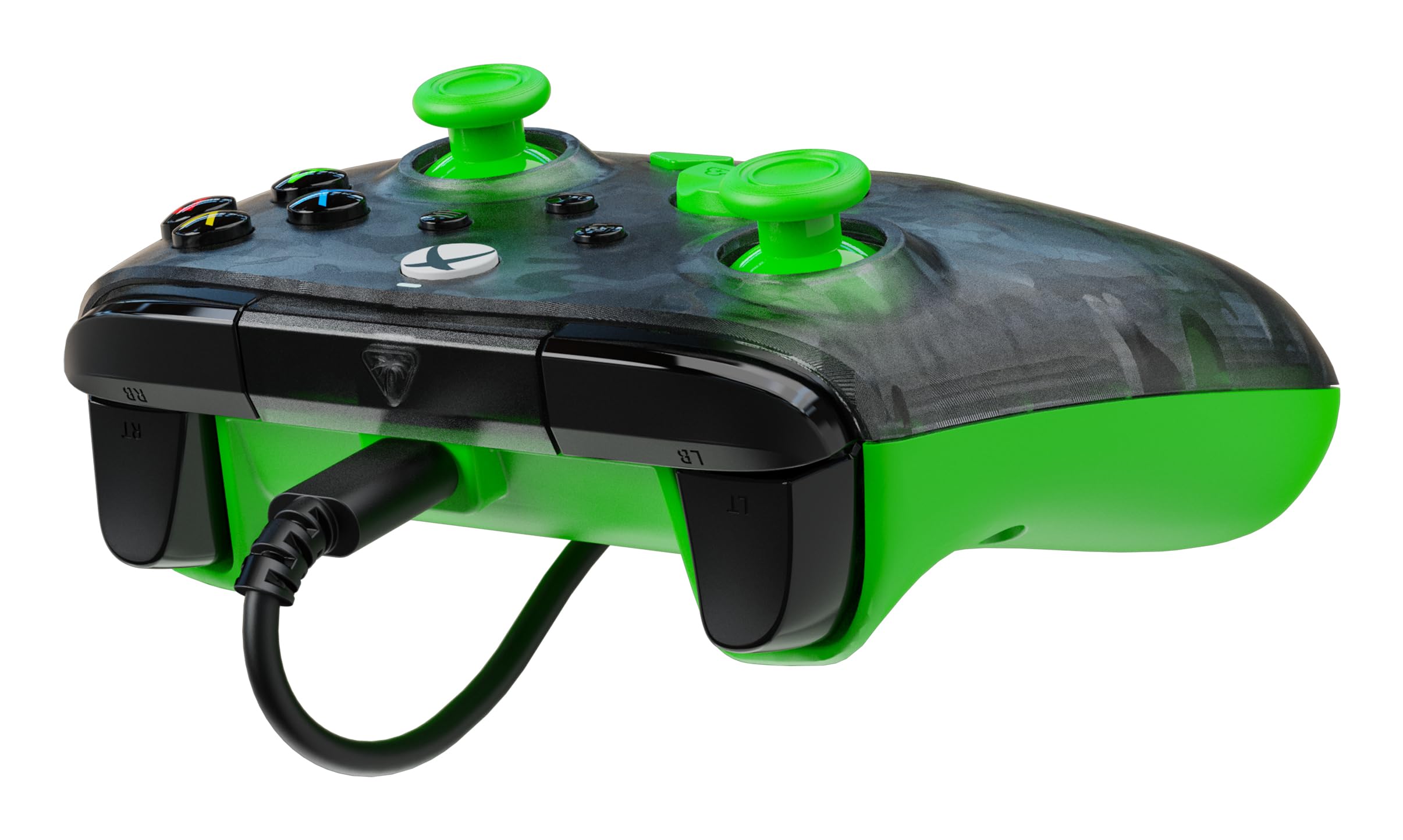 Turtle Beach Rematch Core Camo noir/vert - Manette de jeu filaire - Licence Xbox Series XS, Xbox One et PC - touches audio, moteurs de vibration et gâchettes d'impulsion, câble de 3 m