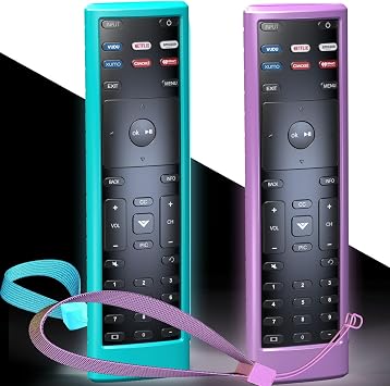 2PACK Case Cover for VIZIO XRT136 / XRT140 Smart TV Remote Control Silicone Skin Sleeve with Lanyard Glow in The Dark Purple Blue
