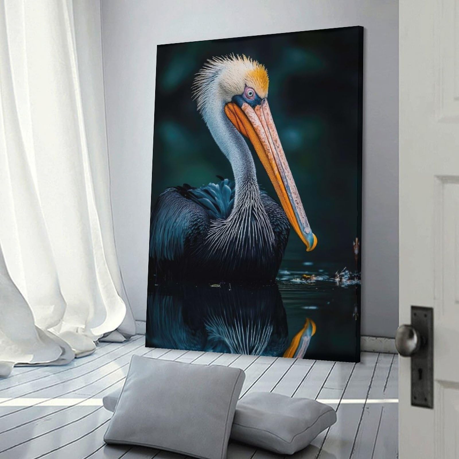 Junmoney Wall Picture Print Pelican Portrait Wildlife Photography, 12x18inch(30x45cm), for Living Room, Lounge Or Sitting Room, Modern Wall Decor for Cosy Interiors