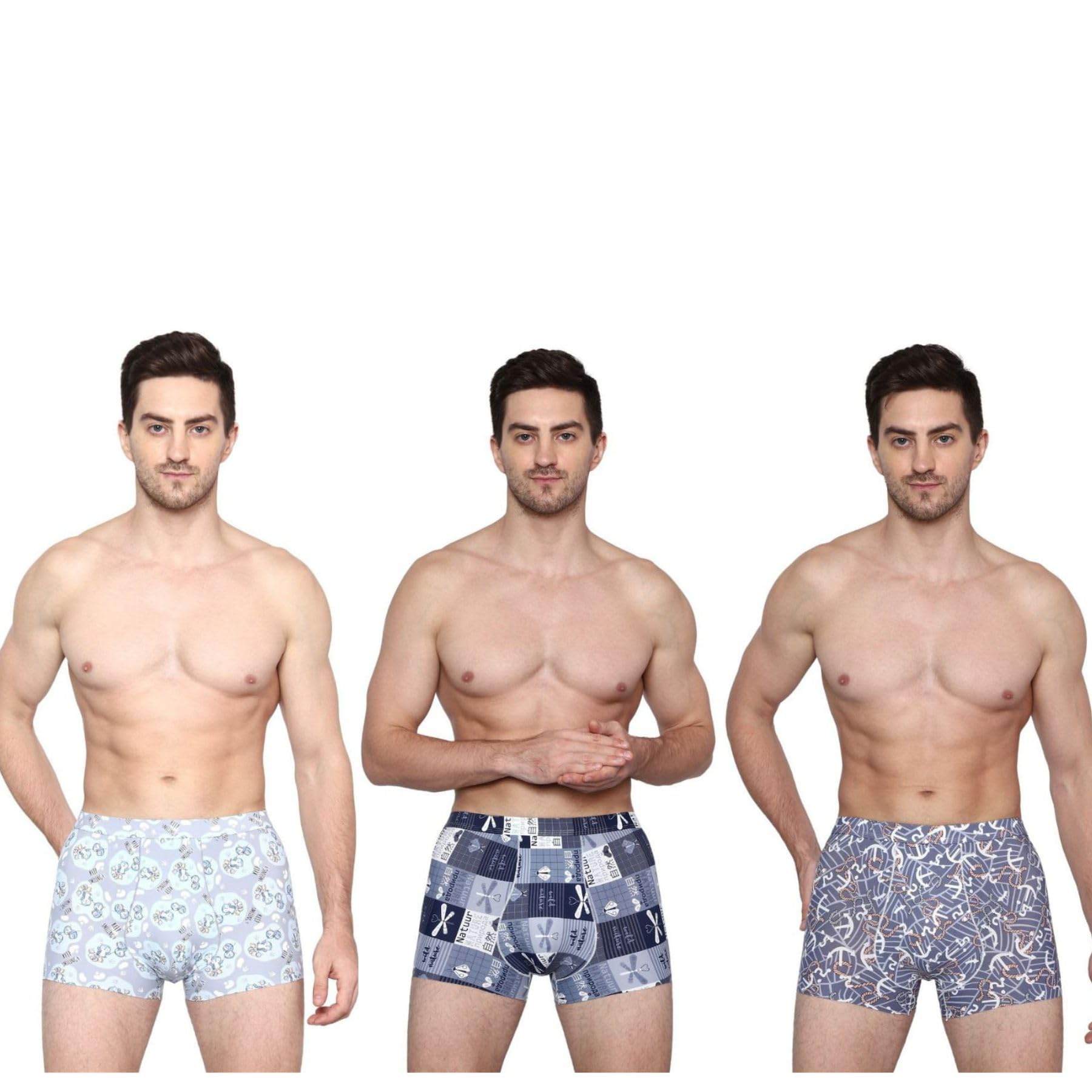 Men's Cotton Ice Silk Underwear Boxer Briefs Breathable Casual Style Camouflage Printed Shorts Multicolor-(Pack of 3 PCS)-picture-24