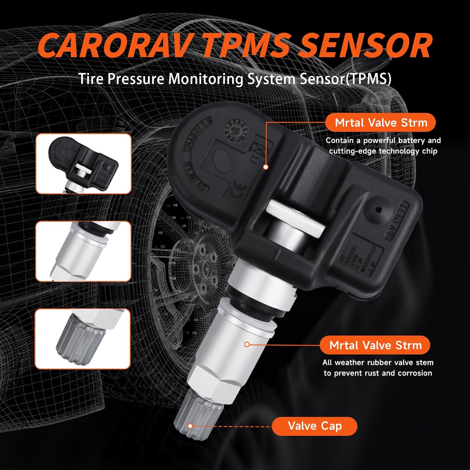 Set of 4 TPMS 433MHz Tire Pressure Monitoring Sensor Compatible with Mercedes-Benz Jeep Chrysler Dodge Alfa Romeo Aston Martin Smart Replace# A0009050030 A0009057200 A0009054100