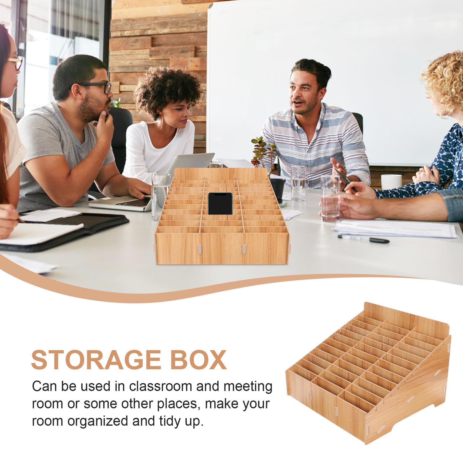 GARVALON Organizer per Cellulare da Scrivania con Scomparti Separati Box Multifunzione per Aule e Ufficio Scatola Portaoggetti Resistente e Pratica per Telefono Cancelleria e Accessori