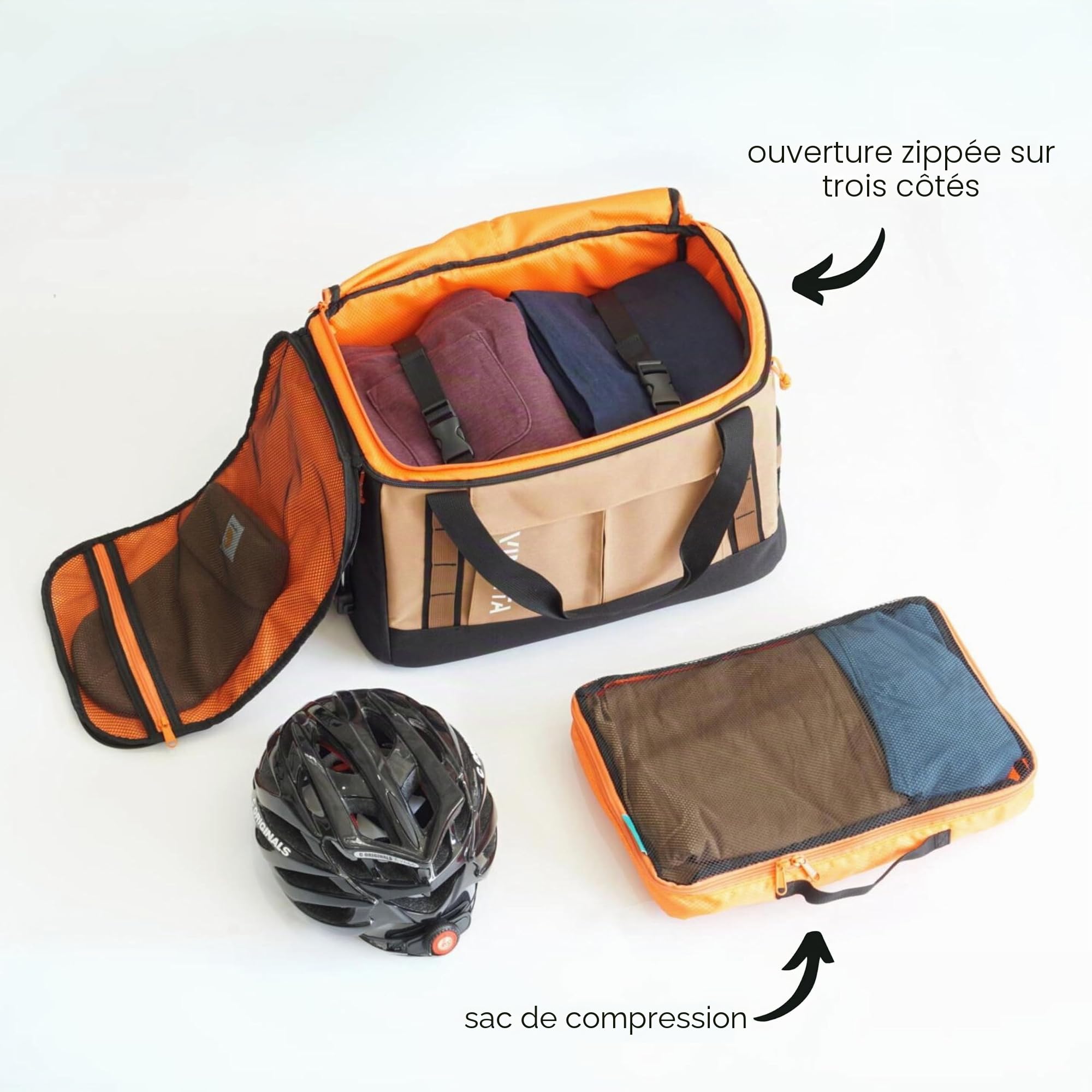Vincita Voyage B.D.R. Sac à dos pour vélo pliable – Sac à dos, sac de sport, sac de rangement combiné avec KLICKfix UniKlip 2.0 37 L | Résistant à l'eau, design polyvalent (gris)