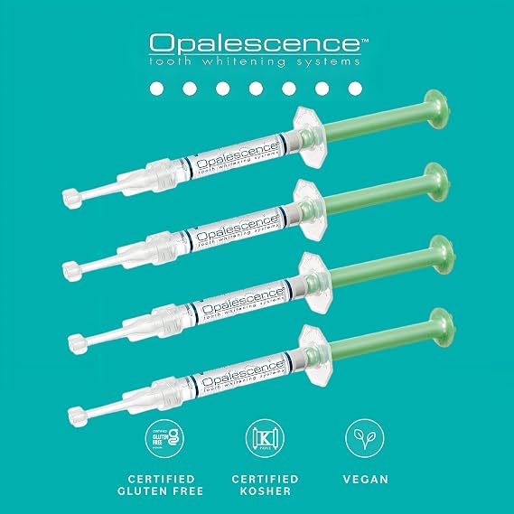 Opalescence 20% Teeth Whitening Refill Kit (4 Syringes) Carbamide Peroxide. Made by Ultradent, in Mint Flavor. Tooth Whitening Refill Syringes. Includes a Toothbrush. - 5196-2TB