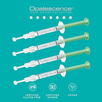 Opalescence 20% Teeth Whitening Refill Kit (4 Syringes) Carbamide Peroxide. Made by Ultradent, in Mint Flavor. Tooth Whitening Refill Syringes. Includes a Toothbrush. - 5196-2TB