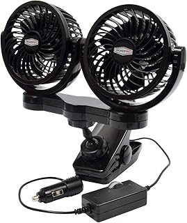 RoadPro RPSC8572 12-Volt Dual Fan with Mounting Clip, Black