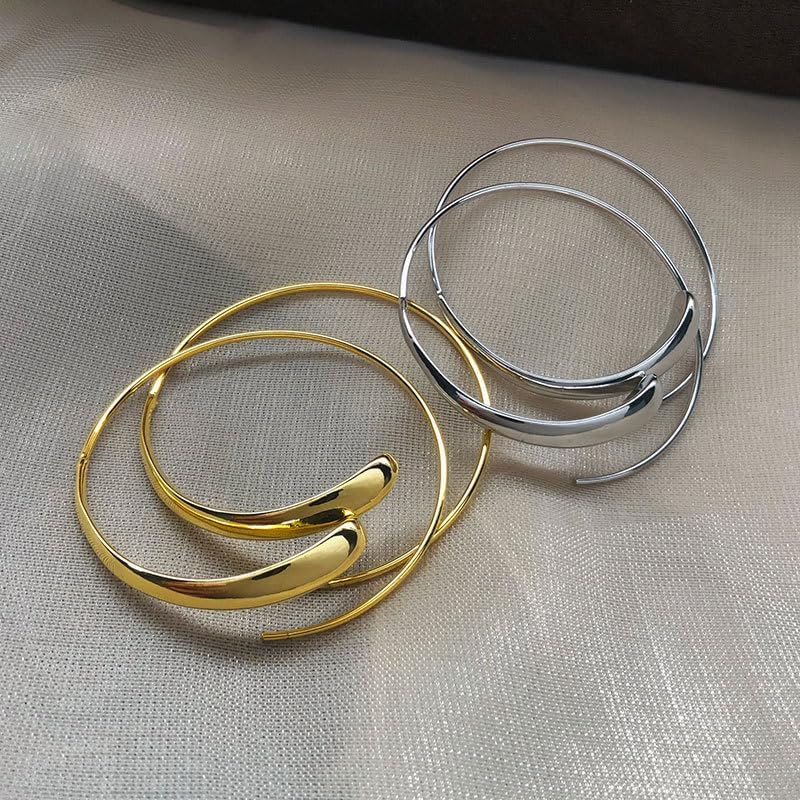 ONLYJUMP Gold Hoop Earrings 14k Gold Plated Hoop Earrings for Women Large round Pull Through Hoop Earrings High Polished Statement Jewelry Gift - Image 6