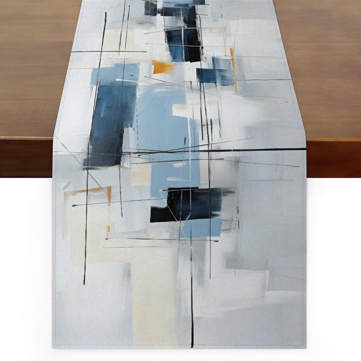 Chemin de table bleu 183 cm pour protéger et embellir une table fade