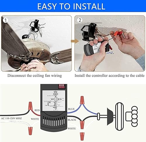 Miniatura 6 de Kit de control remoto universal de ventilador de techo 53T, atenuador de luz de 3 velocidades, funciona con receptor 18R 28R compatible con 53T 35T