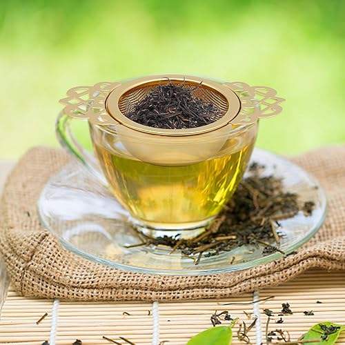 Miniatura 6 de Colador de drenaje de té de acero inoxidable 304, filtro de té, cuencos de goteo de té, tetera con asas de pétalos, divisor de té, paquete de 4