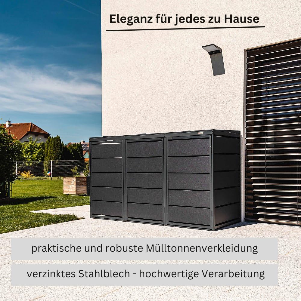 Dagobert Mülltonnenboxen für 120 Liter Mülltonne stabile Mülltonnenbox 2er | Verzinkter Stahl, Robuste Mülltonnenverkleidung, Verwendbar als Paketbox, Mülltonnen Unterstand