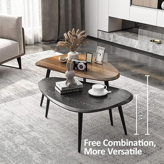 Mid Century Coffee Table, Nesting Coffee Table Set, Coffee Tables For Living Room(Size:79 * 53 * 47cm,Color:Jazz Black)