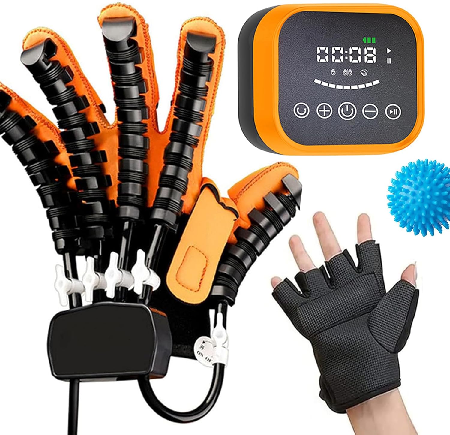 Hand Function Rehabilitation Robotic Gloves Generations Hemiplegia, Stroke Gloves for Hemiplegia, Hand Trainer Rehab Gloves, Robotic Therapy Gloves, Hand Rehabilitation Device Orange battery Right S