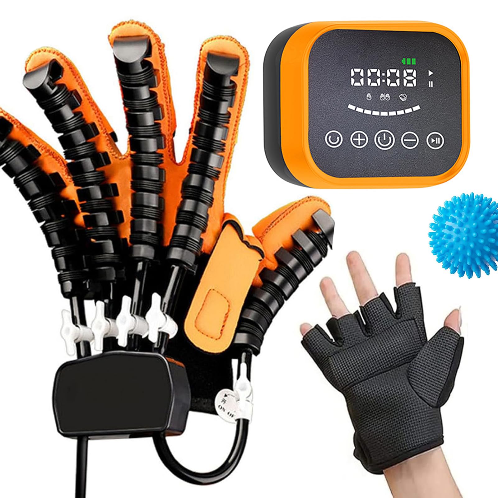 Guantes Roboticos Rehabilitación Ictus, Entrenamiento de Muñeca Órtesis de Dedo, Terapia para Pacientes con Trazo Artritis Hempiplejia, Alivia la Rigidez de la Mano Funcional Orange plugin Left M