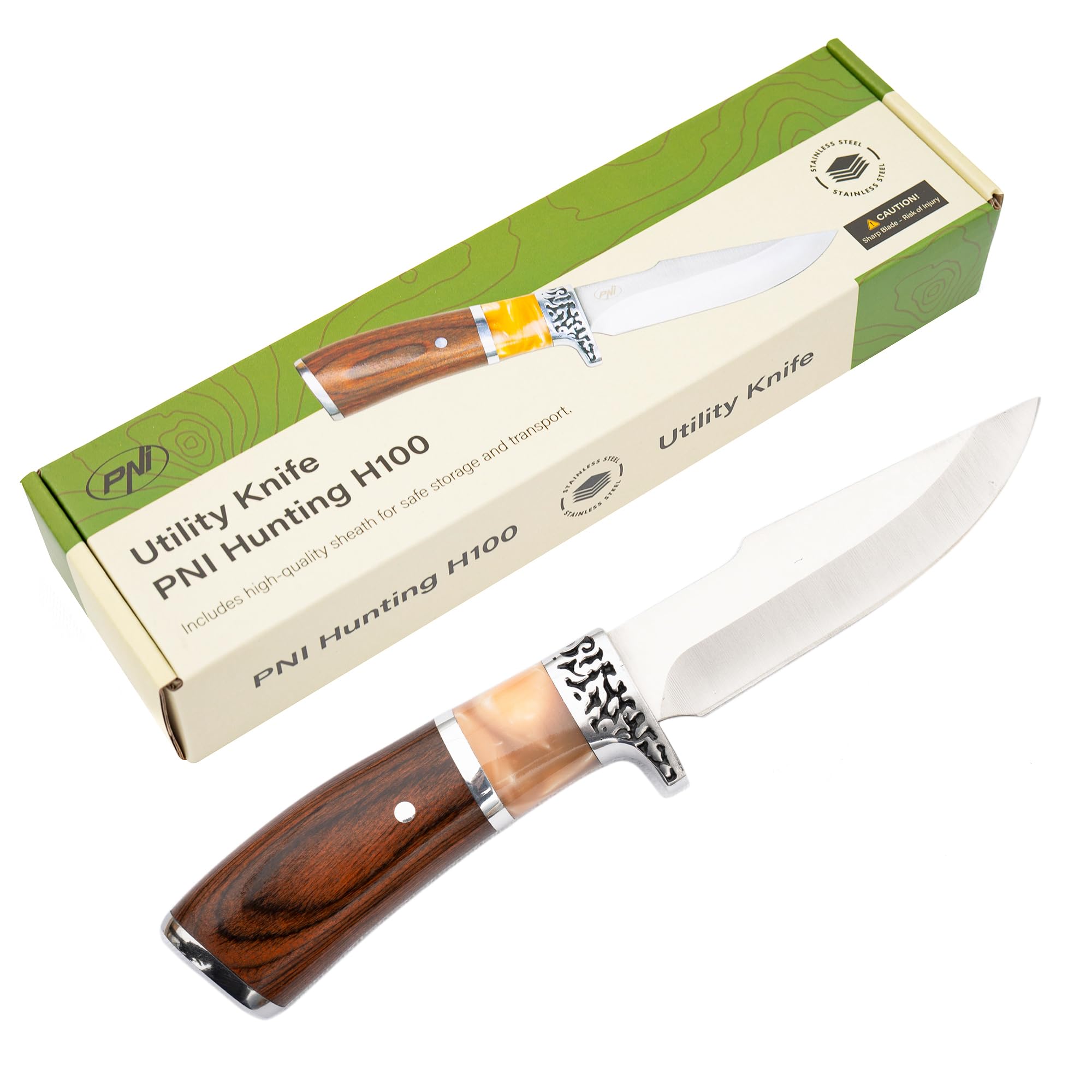Coltello da caccia PNI Hunting H100, lunghezza 215 mm, fodero incluso