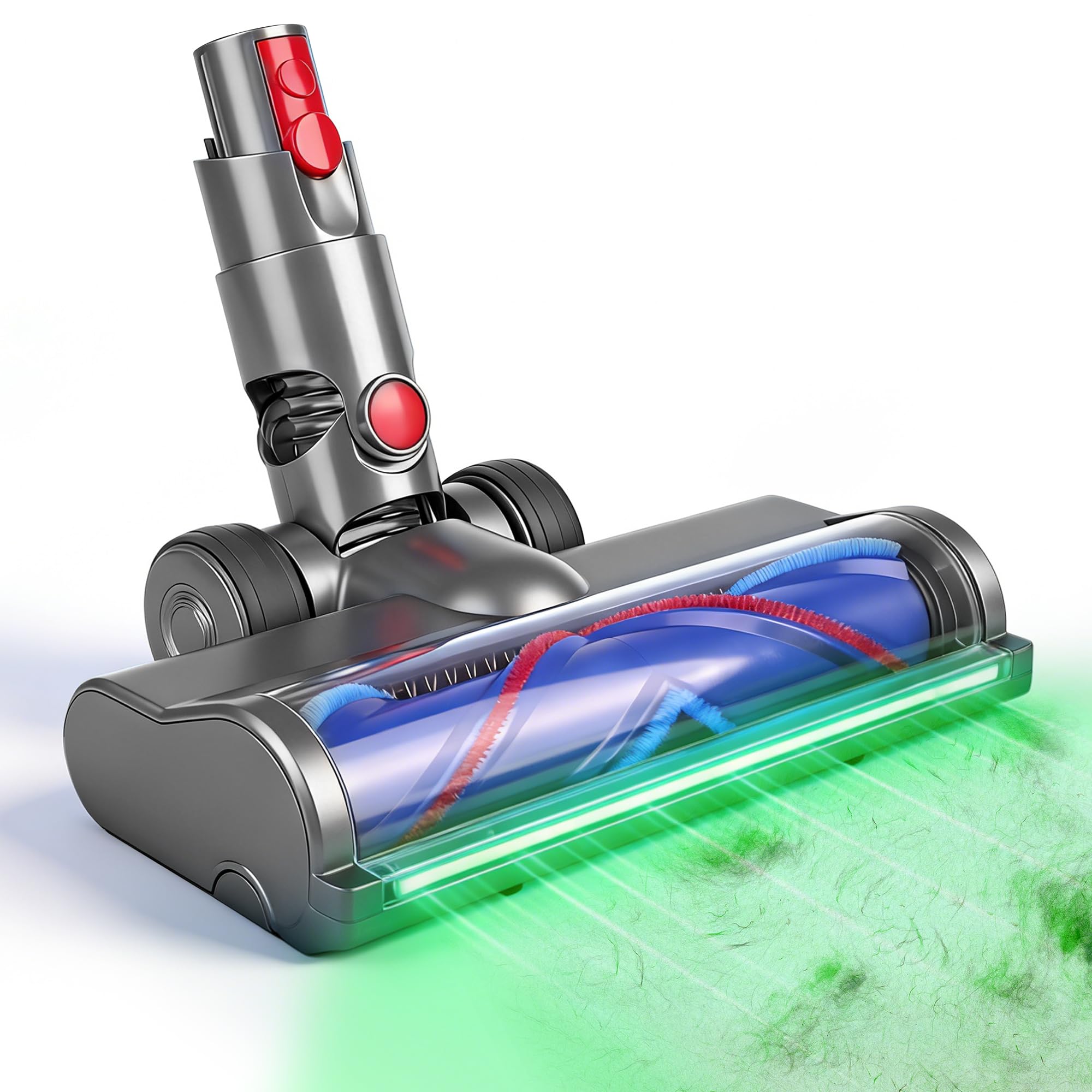 Cabezal de Succión de Reemplazo para Dyson V12 Detect Slim y V10 Digital Slim con LED Verde, Diseño Anti-Enredos y Ajuste Preciso