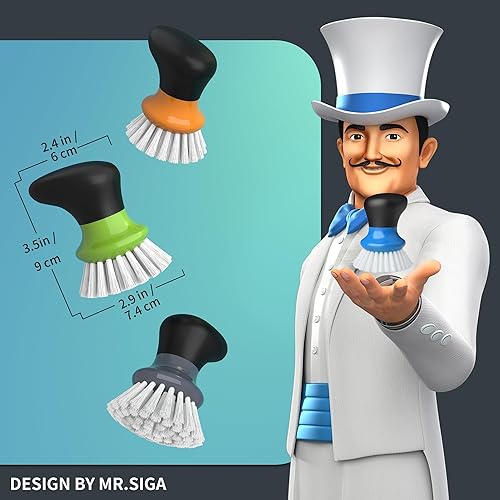 Miniatura 2 de MR.SIGA Cepillo para fregar platos, cepillo de palma con agarre ergonómico, cepillos de cocina para platos, azul, paquete de 2