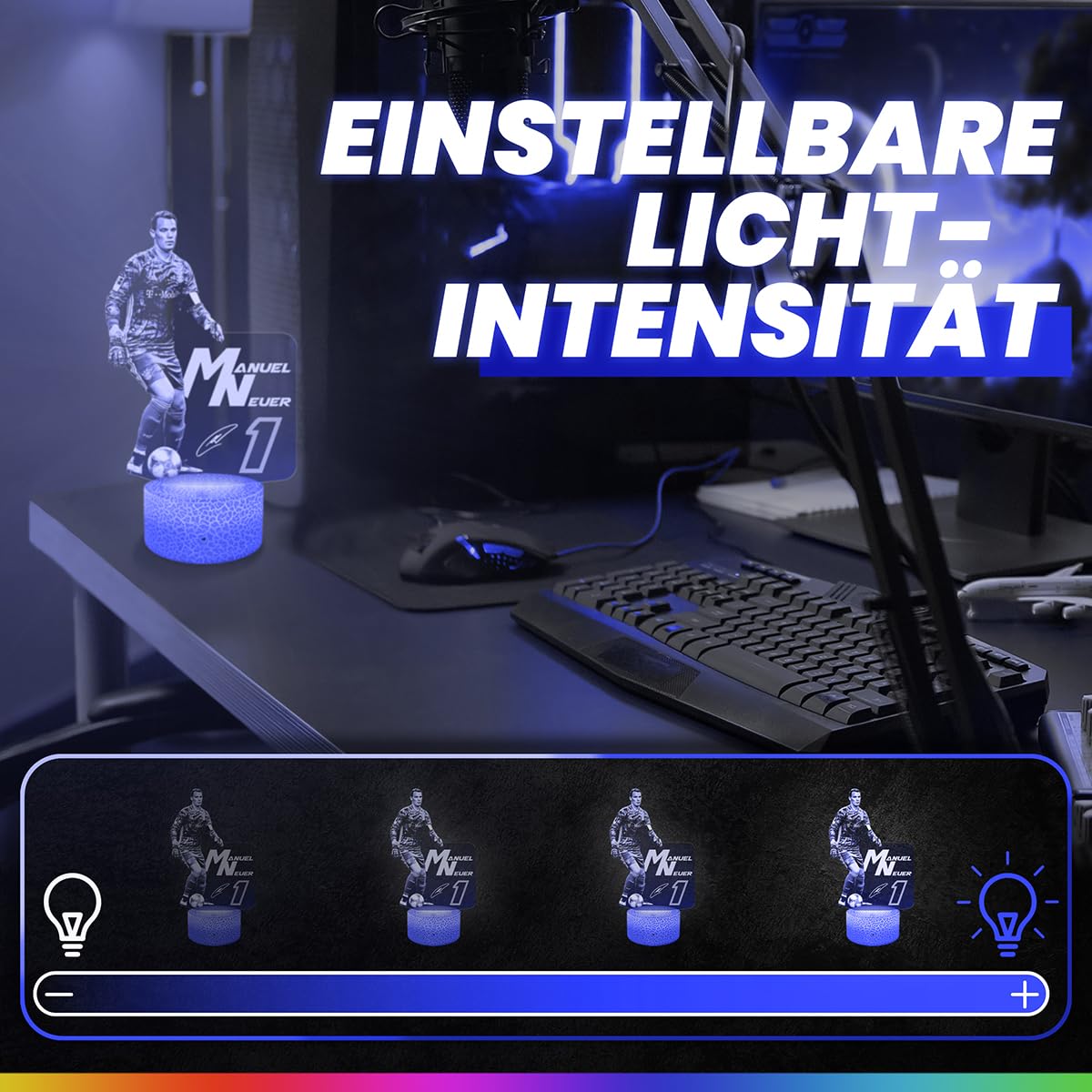Lampephoto.fr - Manuel Neuer 3D Lampe, Touch Nachtlicht, Fußball Dekoration Fußballspieler, Geschenkidee für sportliche, Manuel Neuer Fußball-Nachtlicht, Dekoration Geschenkidee, 3D Led Illusion TOP