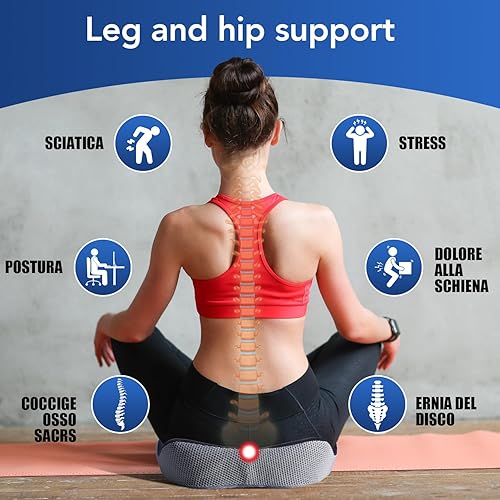 Miniatura 5 de Cojín para asiento de automóvil, cojín para silla de oficina, mejora la postura, soporte lumbar para silla de oficina, cojín para el dolor de