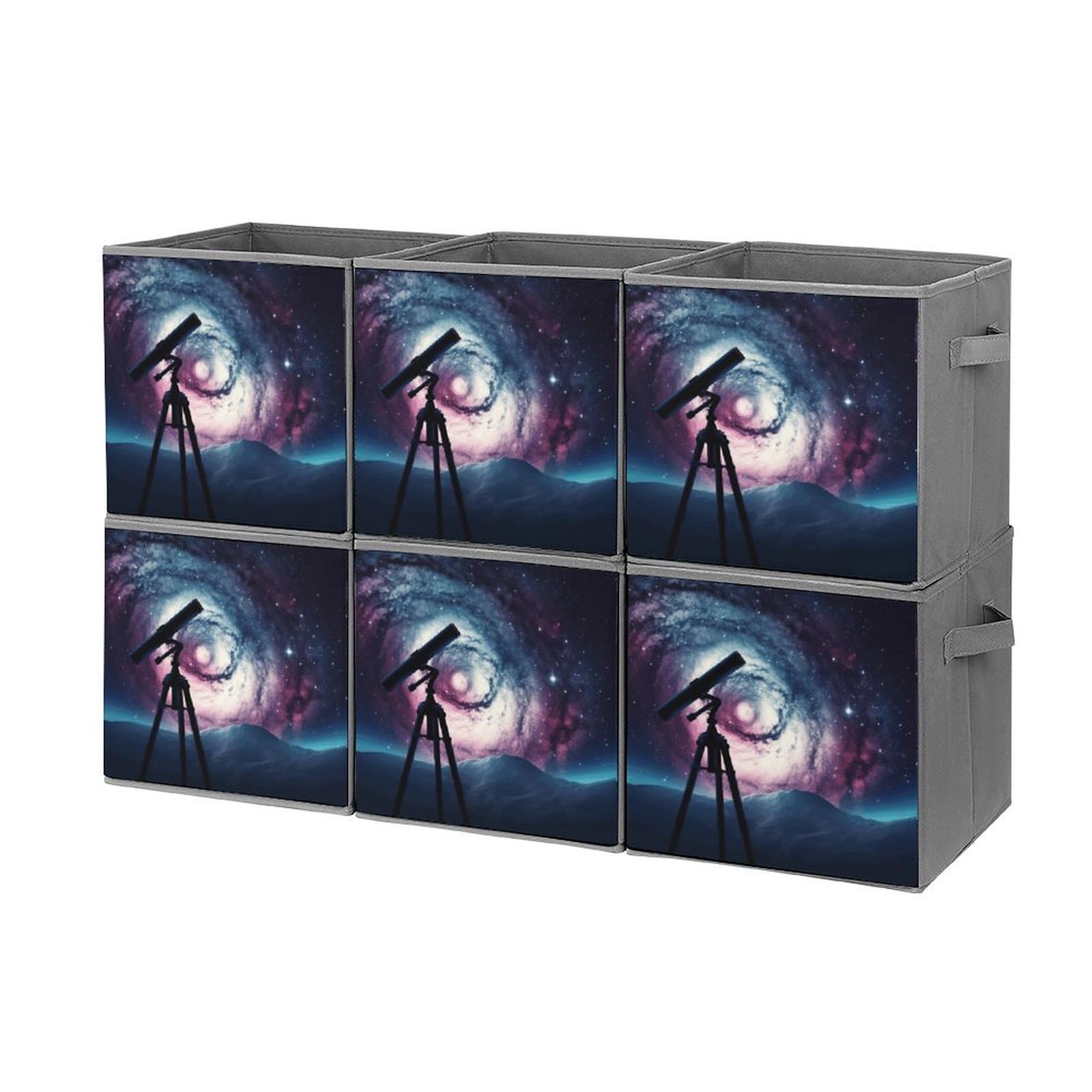 Boîtes de rangement galaxie lot de 6 bacs pliables et empilables avec motif télescope pour chambre