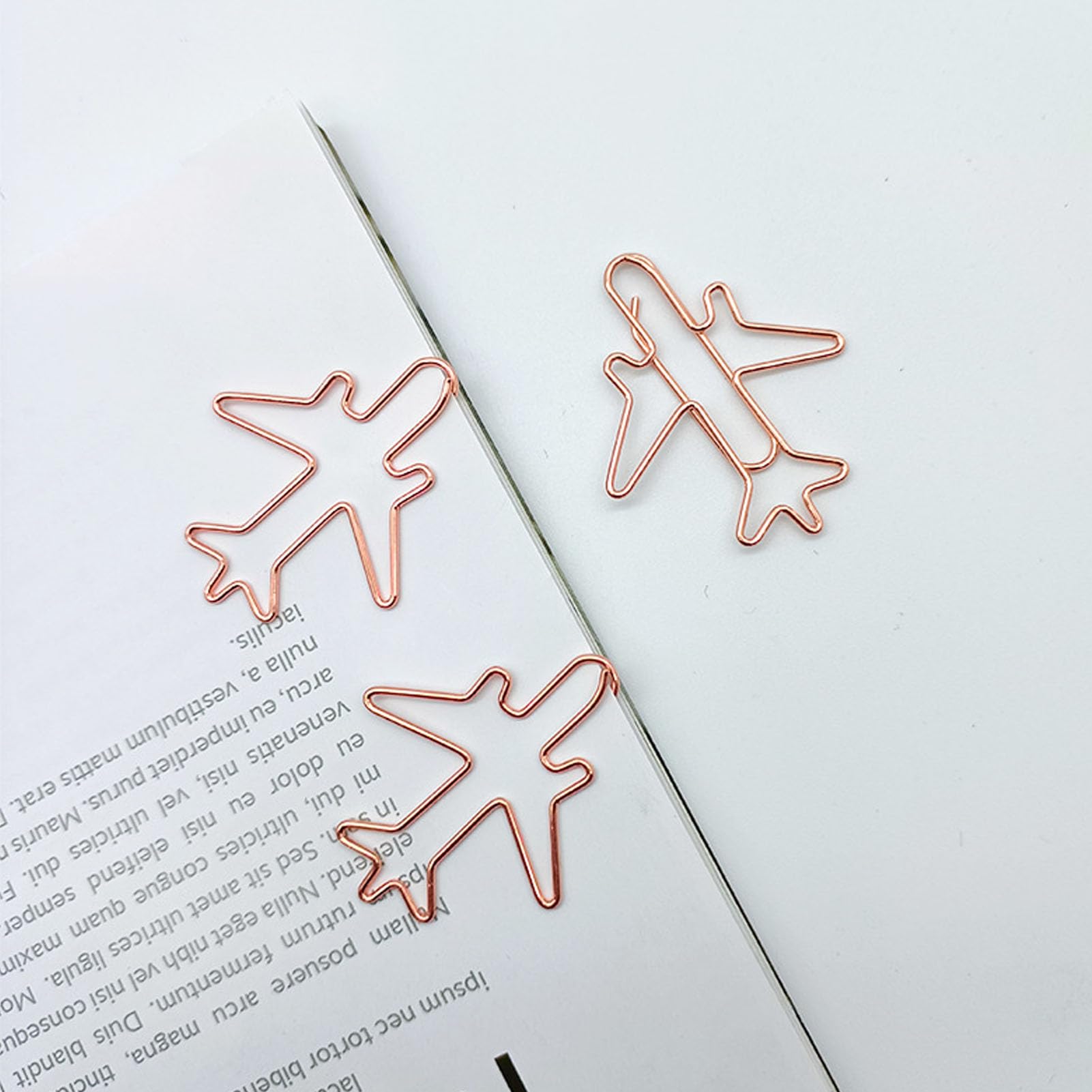 50 Graffette A Forma Di Aeroplano In Oro Rosa | Clip Decorative Per Carta, Segnalibri E Biglietti | Ideali Per Ufficio E Scuola