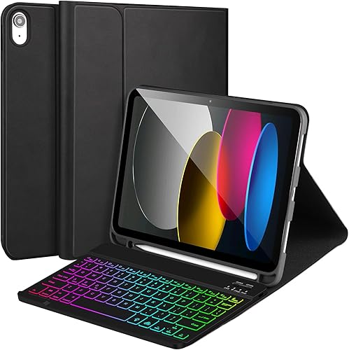Miniatura 16 de Funda para iPad 11/10ª generación con teclado, funda de teclado Bluetooth desmontable para iPad A16 2025 de 11 pulgadas/10ª generación 2022 de 10.9