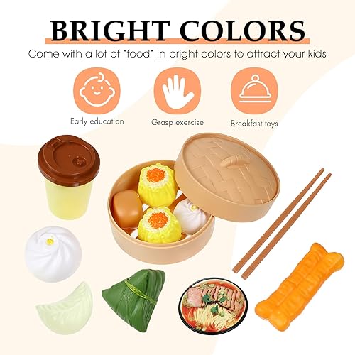 Miniatura 5 de Juego de 2 juegos de cocina de inducción para bollos de vapor para niños, juguetes de desayuno chinos, juguetes de simulación para el desayuno,