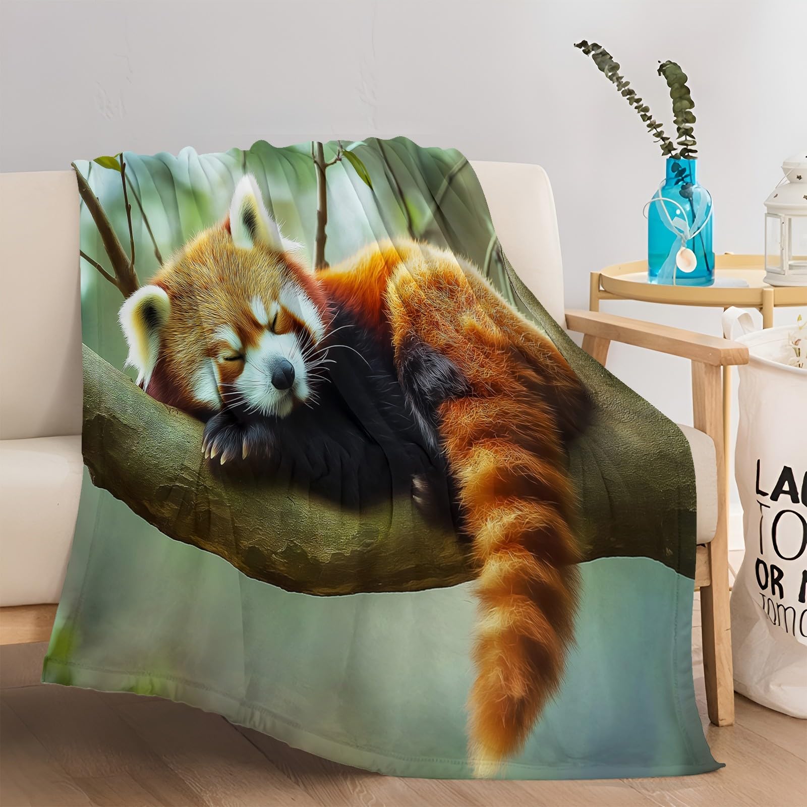 Couverture Polaire 150x200 cm Animal Panda Roux Plaid Couverture Sherpa en Microfibre Douce, Couverture en Flanelle Chaude Et Confortable, 3D Jeté de Canapé
