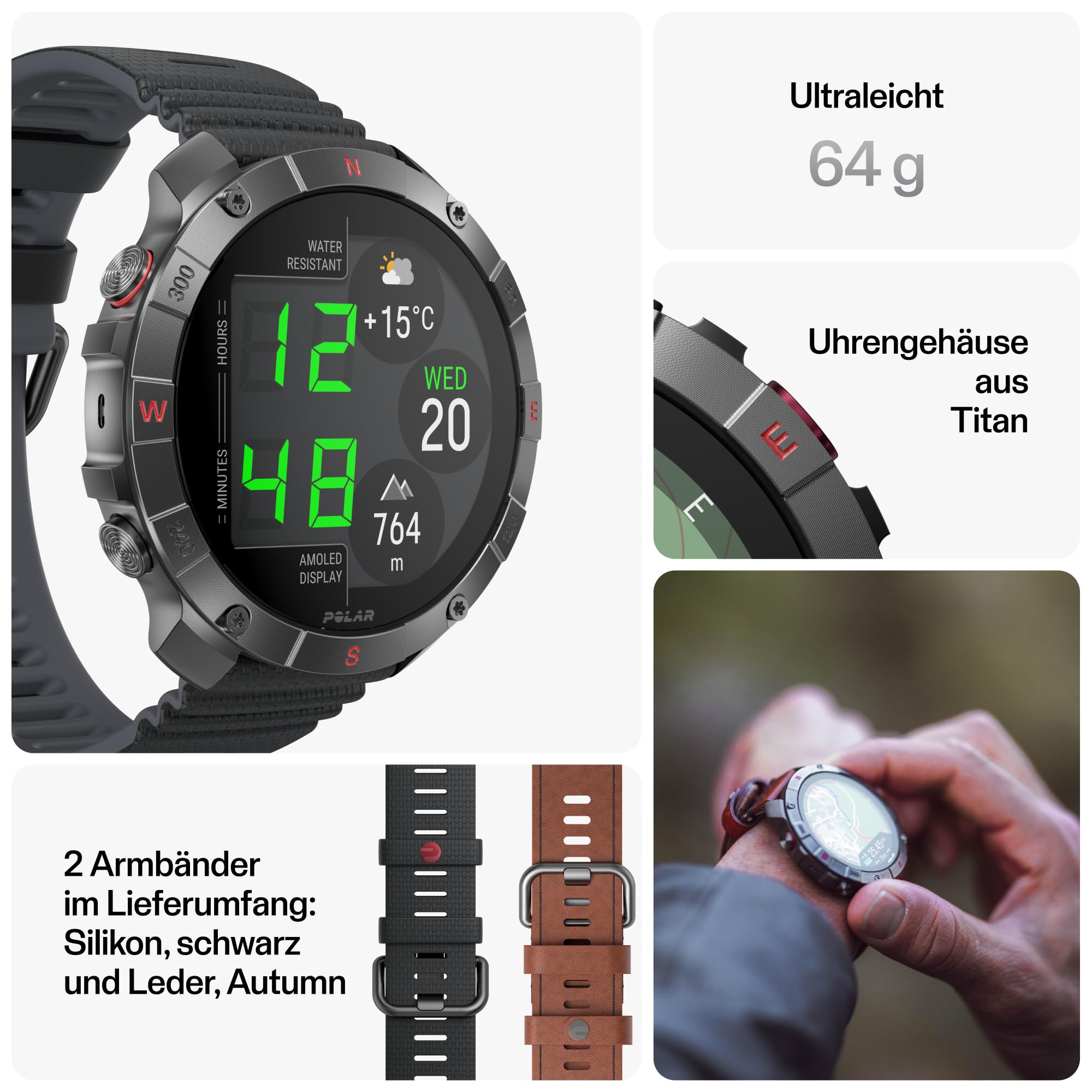 Polar Grit X2 Pro – robuste GPS-Sportuhr mit optischer Pulsmessung, Smartwatch-Navigation und Biosensorik für Beste Leistungen. Die Outdoor-Uhr für das ultimative Abenteuer
