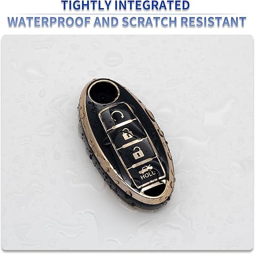 Miniatura 4 de Funda protectora para llavero inteligente de TPU con borde dorado, compatible con Infiniti EX FX X G JX M Q Series para NISSAN ALTIMA COUPE ARMADA