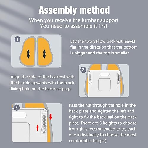 Miniatura 6 de Cozyhealth Almohada de apoyo lumbar para silla de oficina y respaldo de automóvil, ergonómica ajustable de 5 niveles de altura, elástico, soporte de