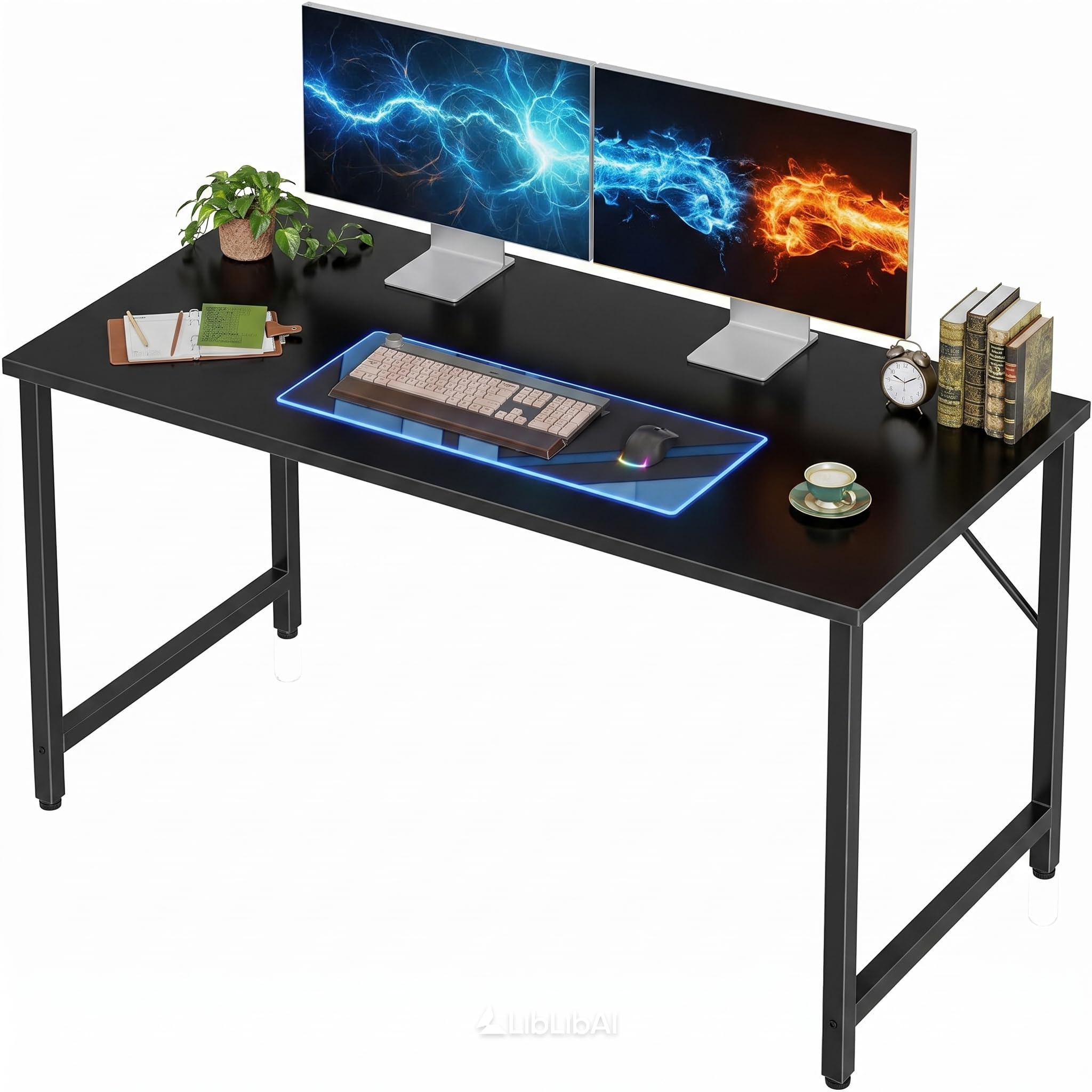 Grandder Bureau d'ordinateur de 100 cm, petit bureau de bureau à domicile pour les études, table d'écriture pour enfants, bureau simple pour PC et jeux, pieds ajustables, noir