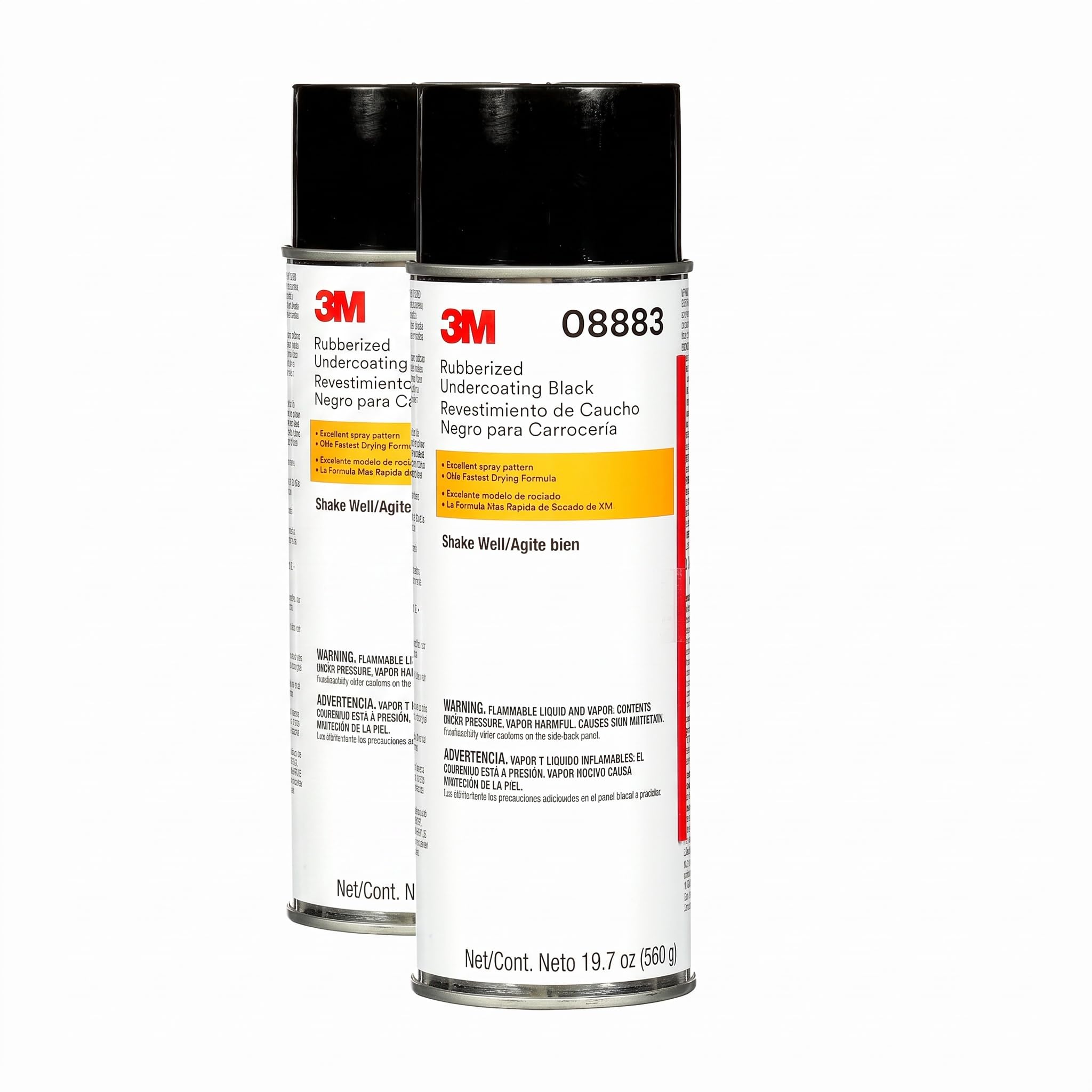 3M Rubberized Undercoating Aerosol Spray, 08883, 19.7 oz, Textured Finish, Anti-Corrosive, Multi-Purpose for Automotive Cars, Trucks, and Recreational Vehicles Black (Pack of 2)