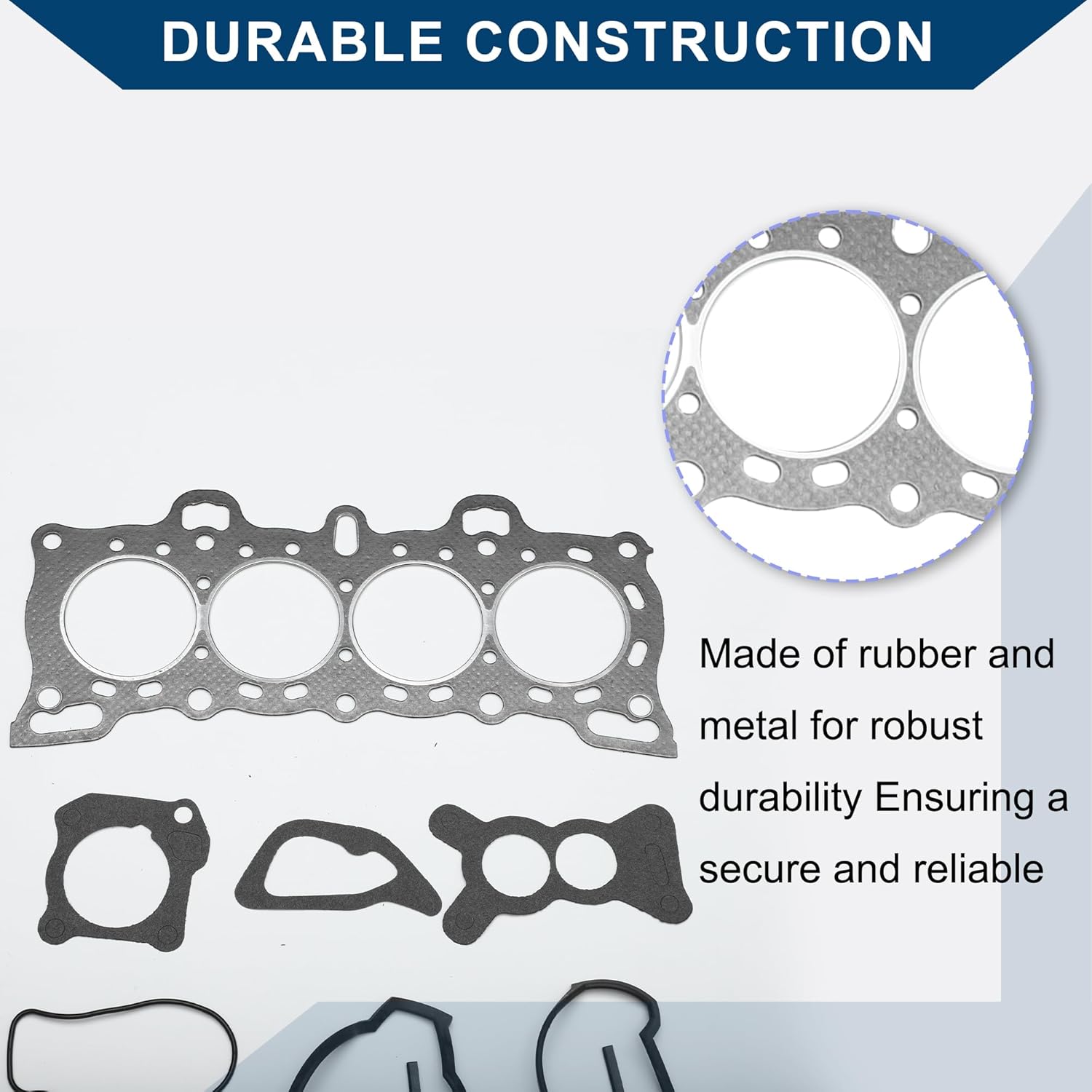 No.06110P03030 Cylinder Head Gasket Kit for Honda Engine D15B2/D15B7/D16A Engine Valve Gasket Set Efficiency Seal Rubber Metal 1 Set Black