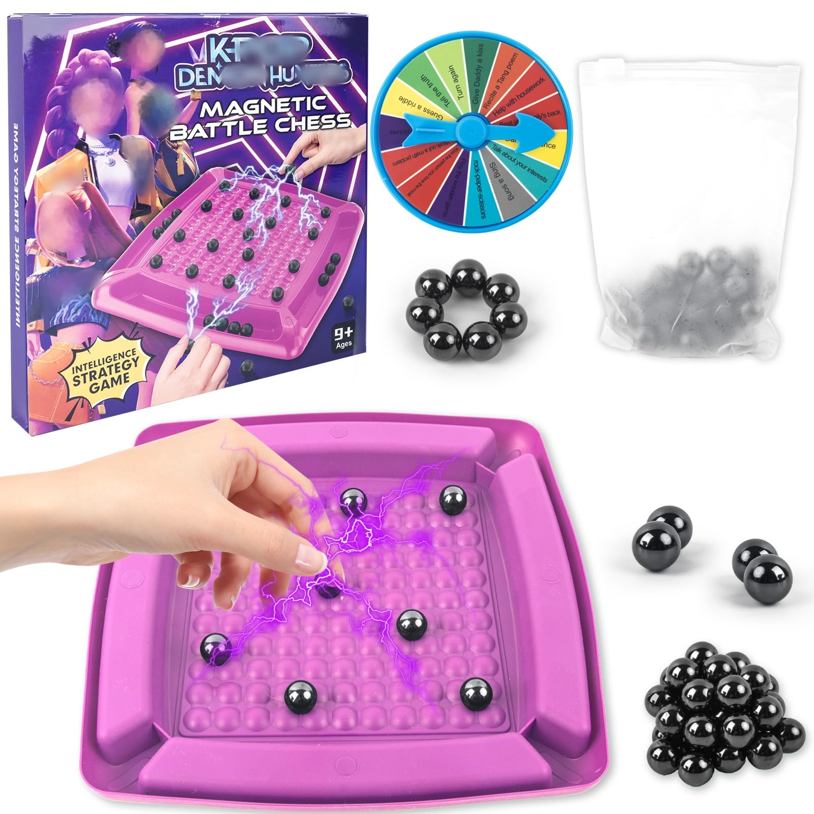 Magnet Game, Magnetic Chess Set- 32 Pcs Circle Magnetic Chess with Game Board Portable Travel Board Games, Educational Strategy Logic Toys for Family Gathering Party Camping Kids Adults