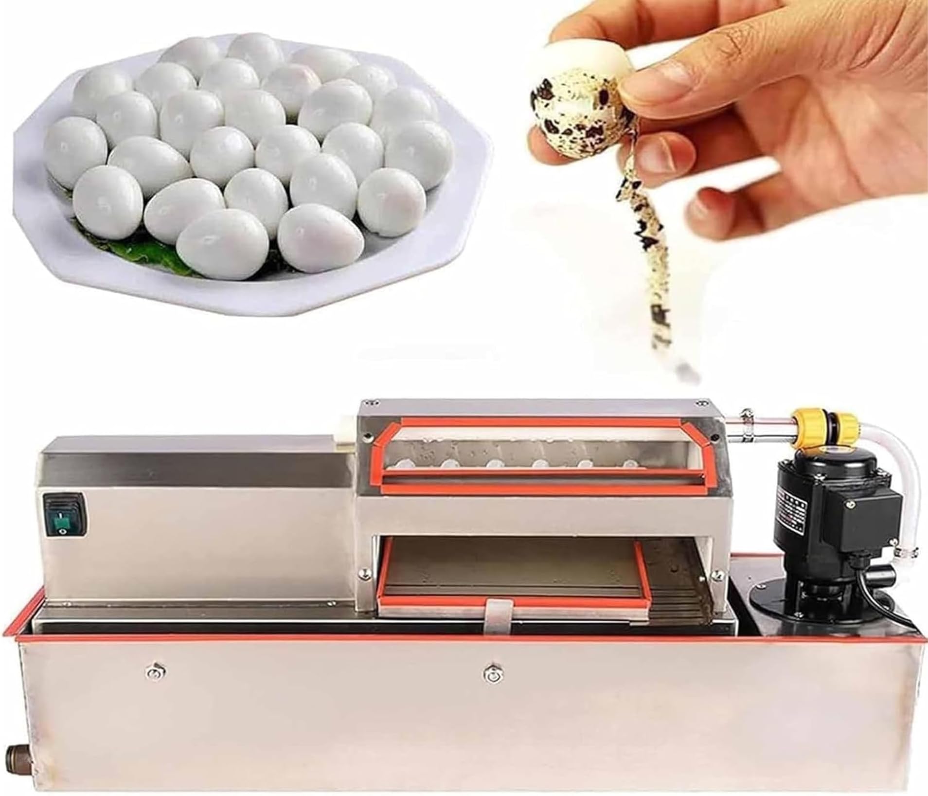 FHRKA Electric Quail Egg Peeler Machine - Automatic Sheller with Water Circulation for Effortless Peeling of Boiled Small Eggs, Kitchen Tool for Easy Use