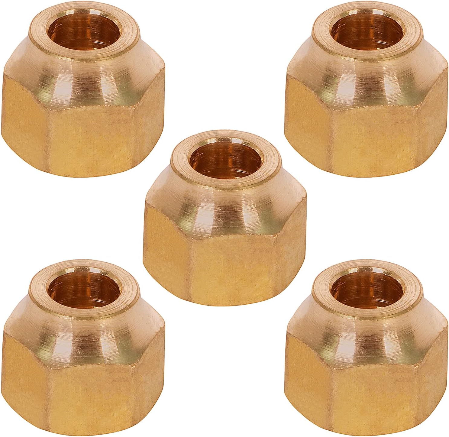 G41GT-12-5 Forged Brass Short Nut for Flare Pipe Fittings 1/2 O.D. Connection (5 Pack)