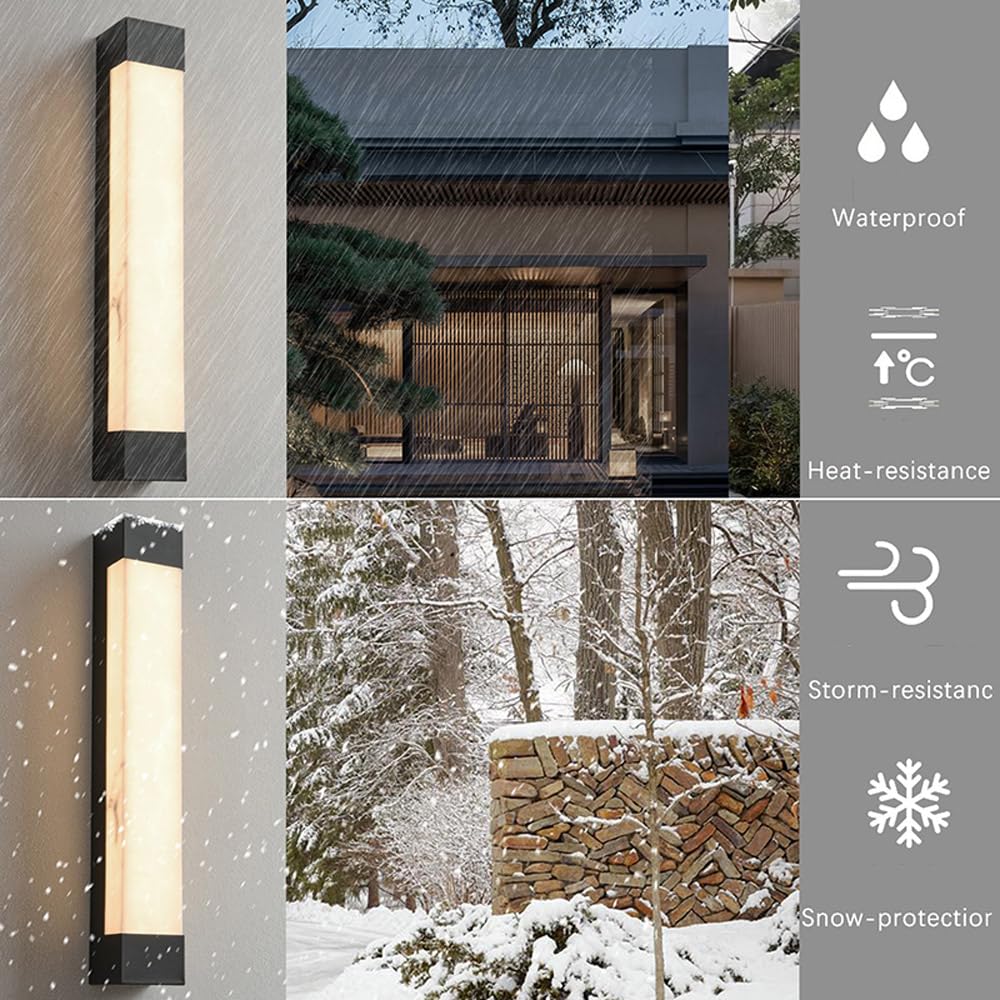 Applique murale extérieure moderne 17,7 pouces imitation marbre Appliques murales extérieures luminaire 3000K Intérieur Extérieur LED Long Éclairage Mural Pour Maison Porche Couloir Escalier Salon