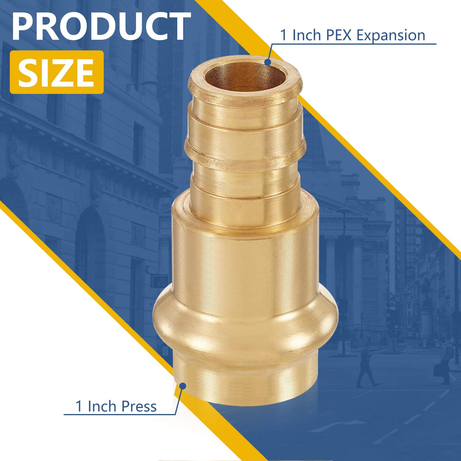 Conectores de expansión de cobre PEX A de 1 pulgada, acoplamiento de expansión PEX-A de 1" x 1" para conexión de tuberías de cobre y PEX (paquete de 10, material de latón LF) (PEX1960192-10Pack)