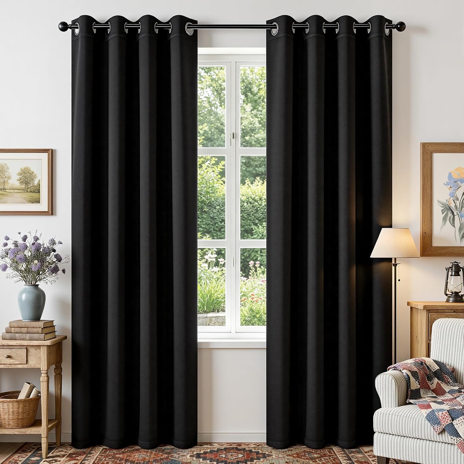 Joydeco Blackout Curtains 52*84" - 2 Panels Set, Thermal Insulated Long Curtains&Drapes 2 Burg, Room Darkening Grommet Curtains for Living Room Bedroom Window