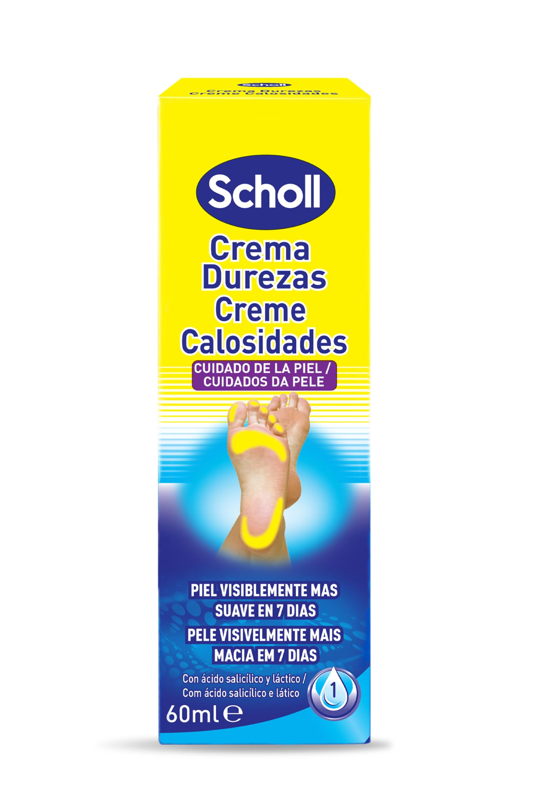 Scholl Crema Intensiva durezas y Anticallosidades - Reducción de Callos y Callosidades - Efectos Visibles en 1 Semana |Exfoliación Suave - Adaptada a Zonas Duras - 60 ml
