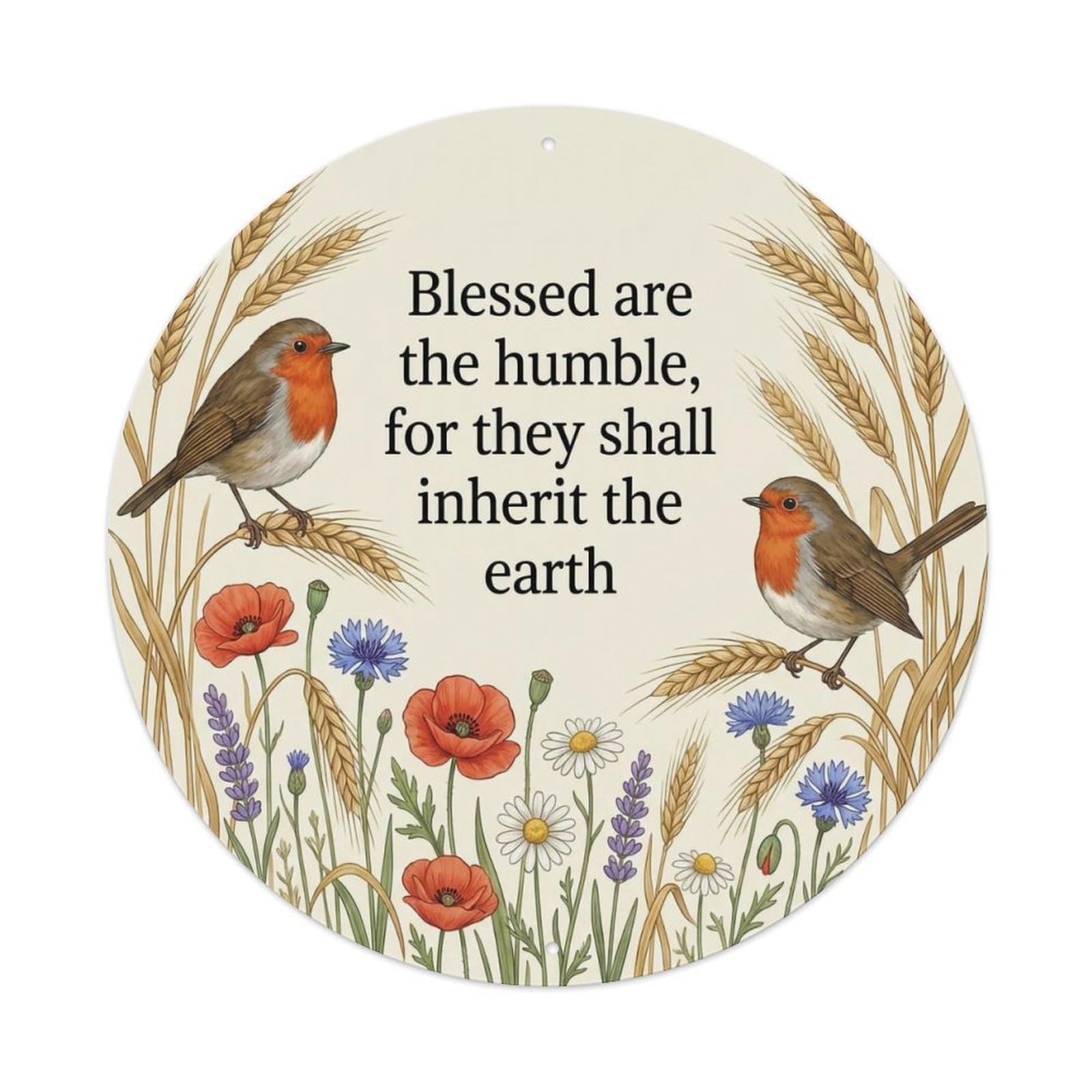 Okahys 8X8inch(20X20cm) European Robin Garden Sign Heaven Love Humble Metal Tin Sign
