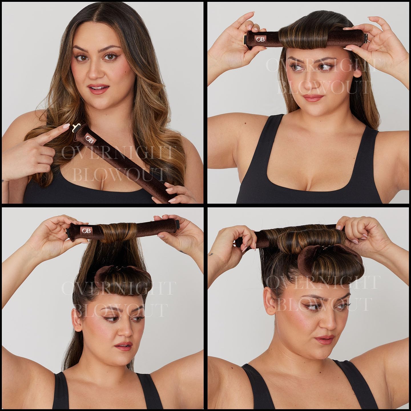 Brown Authentic Overnight Blowout Velvet Hair Rod, Classic 3 Set