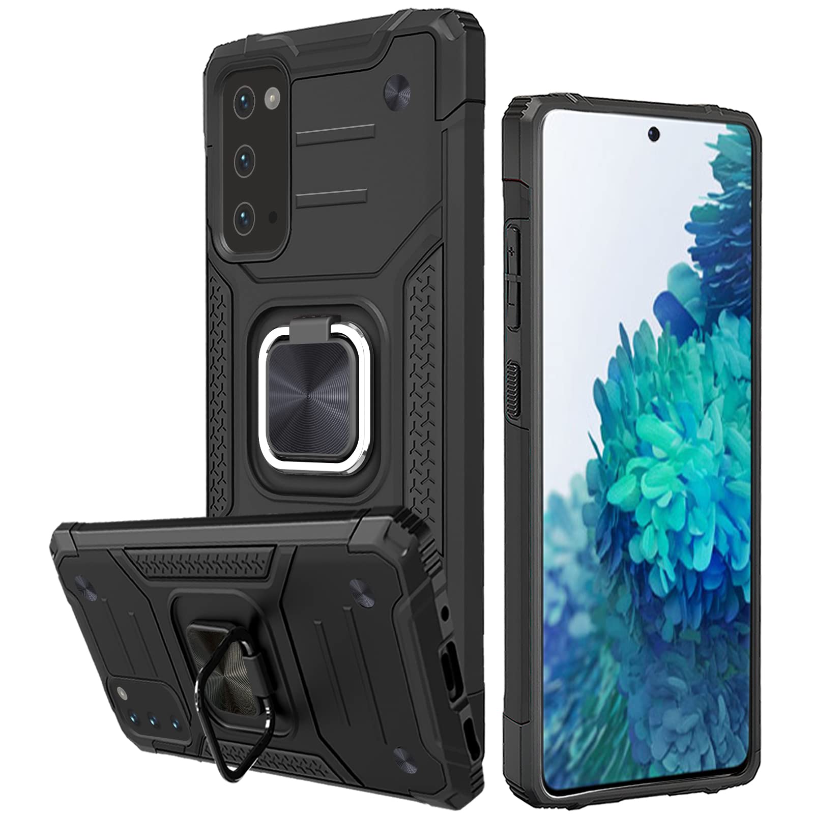Honeyview ShockProof Case for Samsung Galaxy S20 FE with Ring Kickstand, Bumper Armour Phone Cover for Samsung Galaxy S20 FE - Black