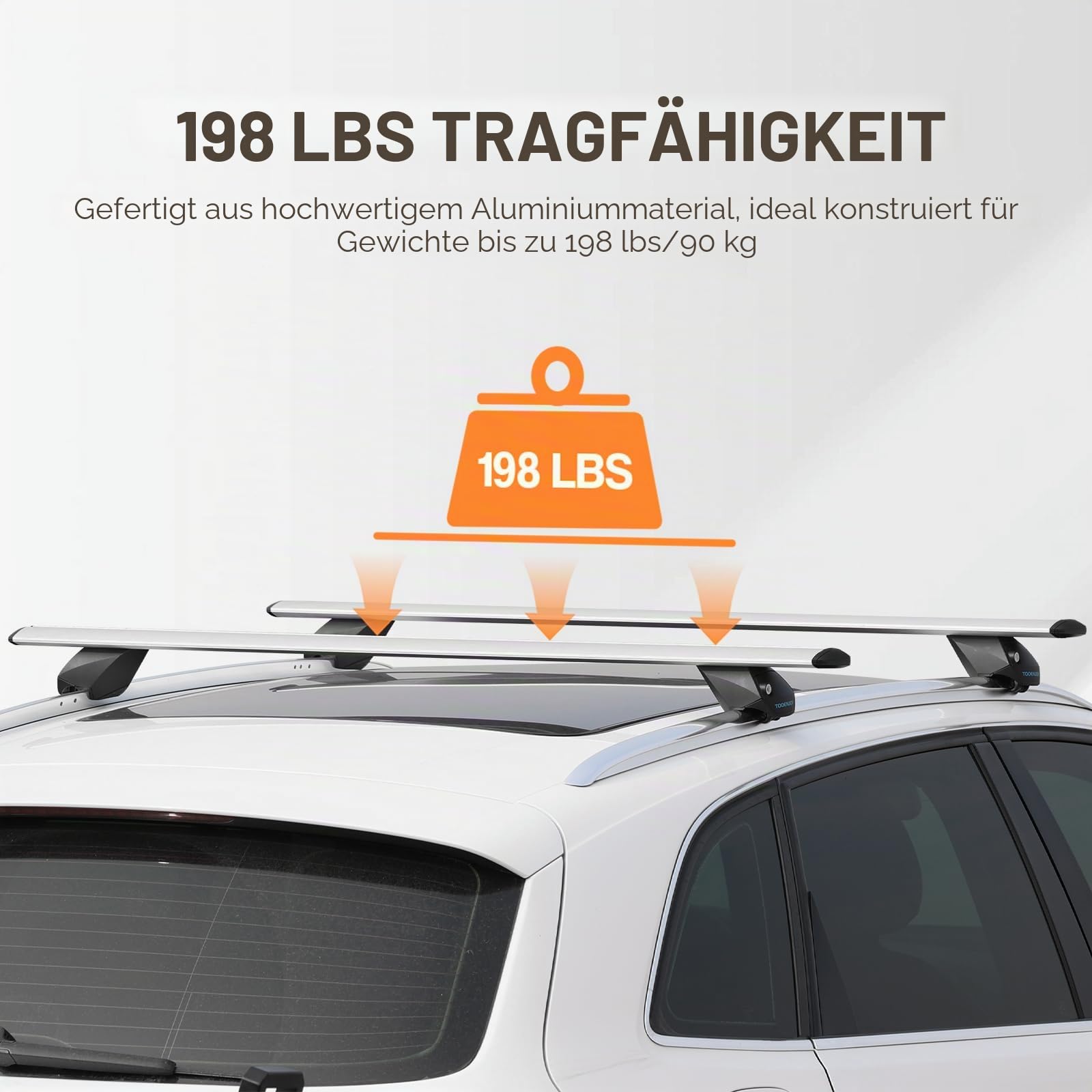 COWVIE 119 cm Aluminium Dachträger-Querstangen für erhöhte Seitenschienen, verstellbare Ladeträger mit Schlüsselverriegelung, Traglast 90 kg, Silber